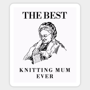 THE BEST KNITTING CRAFTS MOM LINE ART SIMPLE VECTOR STYLE, MOTHER OLD TIMES Sticker